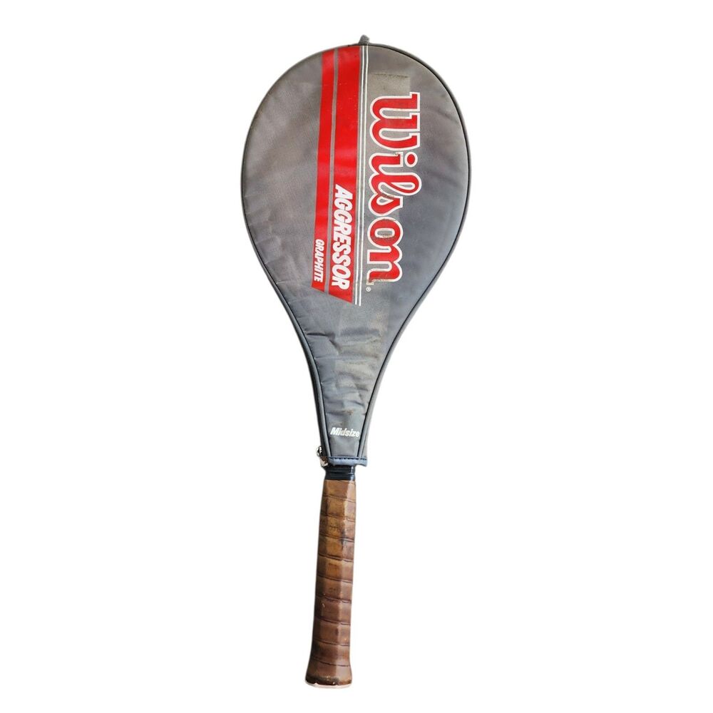 Vtg 80s Wilson Aggressor Midsize Graphite Composite Tennis Racket & Case PWS